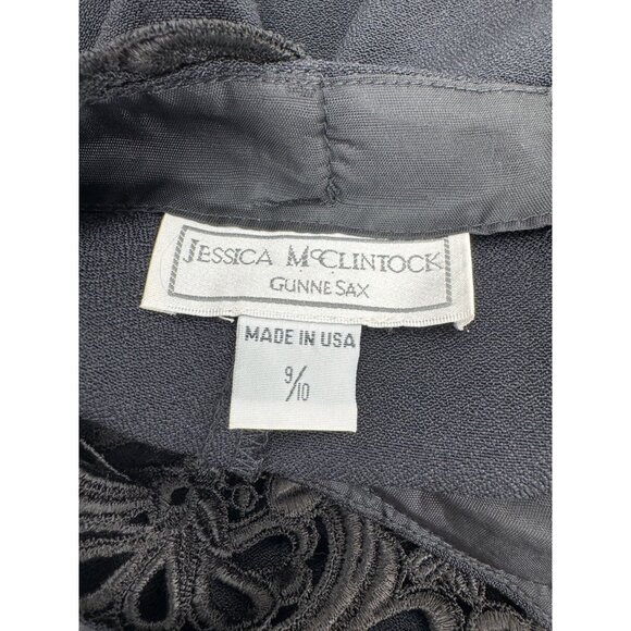 Jessica McClintock Gunne Sax Black Lace Cutout Dress With Cross Back 9/10 - Picture 3 of 15